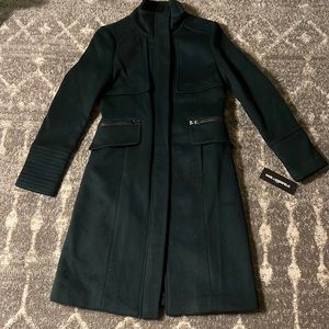 Karl Lagerfeld Paris Officer Placket Front Wool Coat